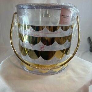Kate Spade Clear Scallop Ice Bucket with Gold Details